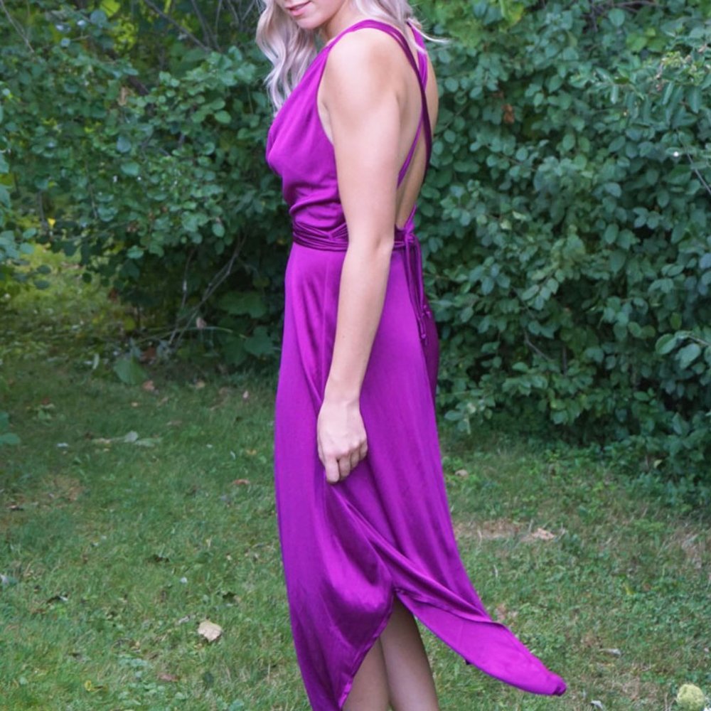 Vtg Dress, Bright Purple, Crisscross back